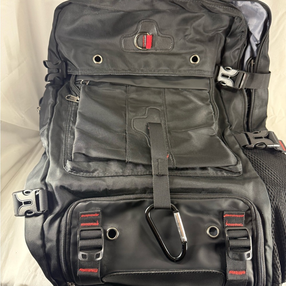 Rugged Black and Red Backpack